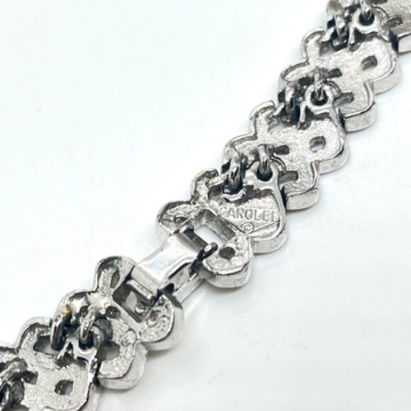 CAROLEE RHINESTONE WOVEN CHOKER NECKLACE SILVER TONE BRIDAL STATEMENT 16.5” - Picture 15 of 15